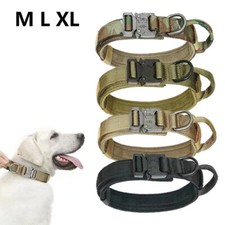 Tactical Military Large K9 Dog Collars Adjustable Metal Buckle Heavy Duty M L XL