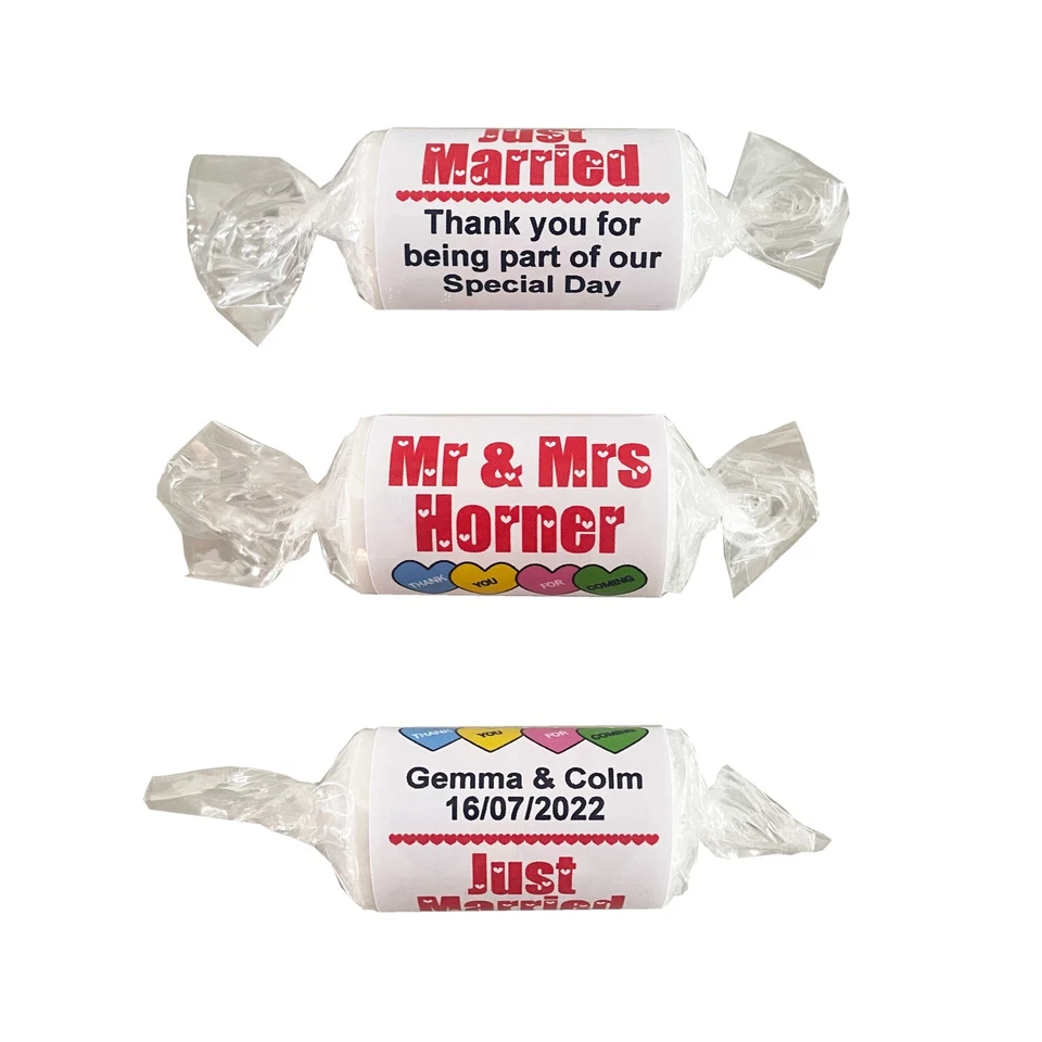 Personalised Love Heart Sweets Wedding Favours Just Married Mini Love Hearts - Image 3 of 3