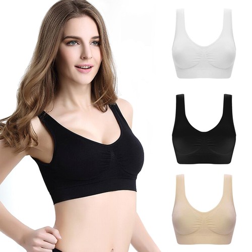 Confezione da 3 reggiseno sportivo donna senza cuciture yoga corsa fitness serbatoio crop top biancheria intima - Foto 1 di 10