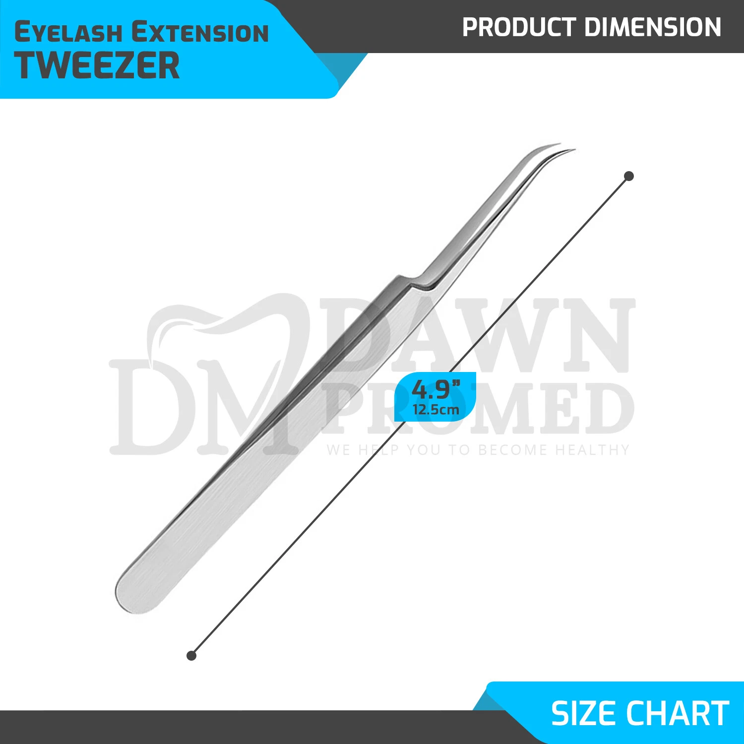 2 Pcs Eyelash Extension Tweezer Set Straight & Curved Volume Lash German Grade image 5
