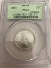 1954 25c Canada PCGS MS63