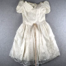 Vintage Gunne Sax Jessica McClintock Floral Lace Dress Size 11 / 12 Made In USA
