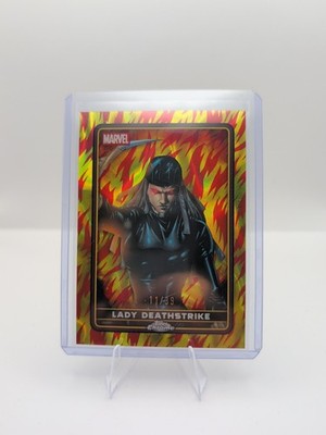 2025 Topps Chrome Deadpool Lady Deathstrike Human Torch Lava Refractor 11/39