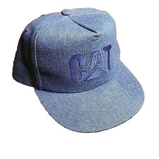VTG Caterpillar Blue Hat Made In USA on Snapback ~ Star Flag Tag