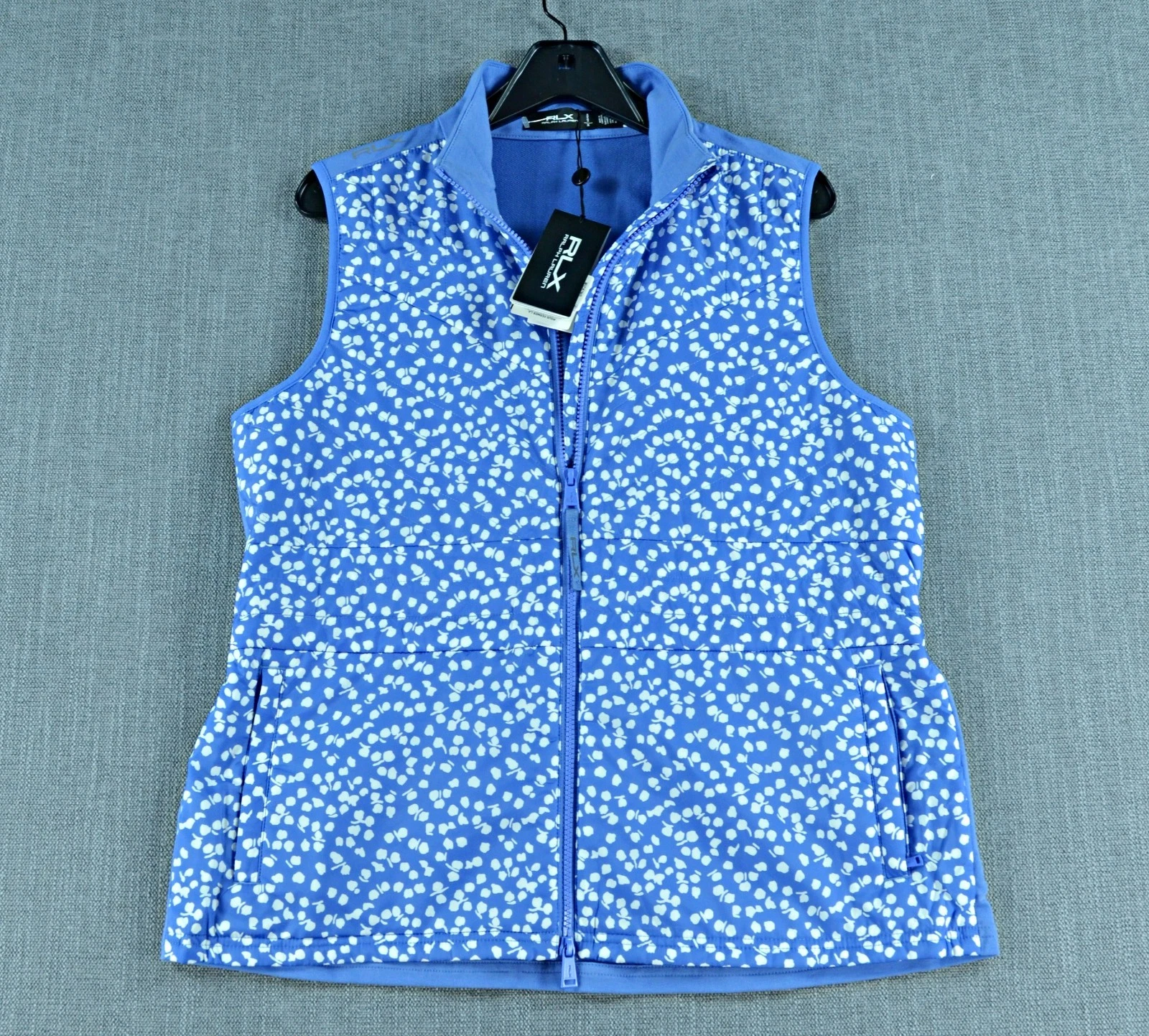 RLX Ralph Lauren Vest Women's M Blue Floral Golf Performance Full Zip NWT