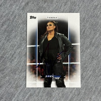 2017 Topps WWE Women's Division #R-36 SmackDown Tamina Snuka Signed IP Auto