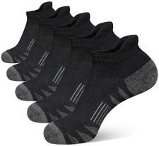Men's Cushioned Cotton Running Socks - 5 Pairs Anti-Blister Wicking Ankle