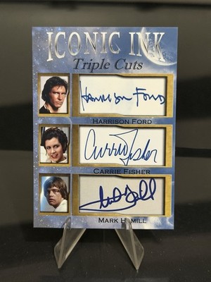 Iconic Ink Triple Cuts /1000 Star Wars FORD/FISHER/HAMILL Facsimile Card