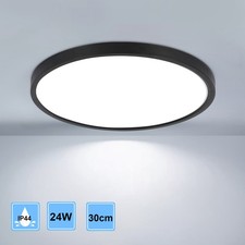 24W Modern LED Ceiling Light Round Black Ceiling Lamp Living Room Bathroom IP44