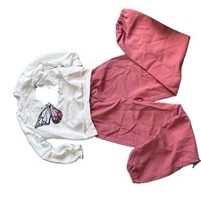 Girls 2-Piece Outfit Set Butterfly Graphic Sweatshirt  Pink Pants 10 Years