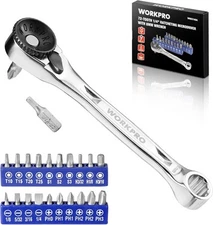 WORKPRO 21-Piece 1/4" Mini Ratchet Wrench and Screwdriver Bit Set, 40CR-V... 