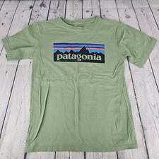 Patagonia Logo Youth T Shirt Green Size Large 12 Short Sleeve