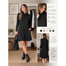 NWT Karen Kane Harvest Moon Black Drape Neck Swing Dress Size Medium