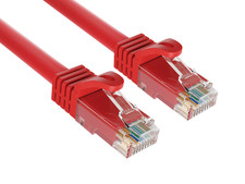 Cat6a UTP Snagless Patch Cable, Red - 0.5/1/2/3/4/5/6/7/10/12/14/15 ft