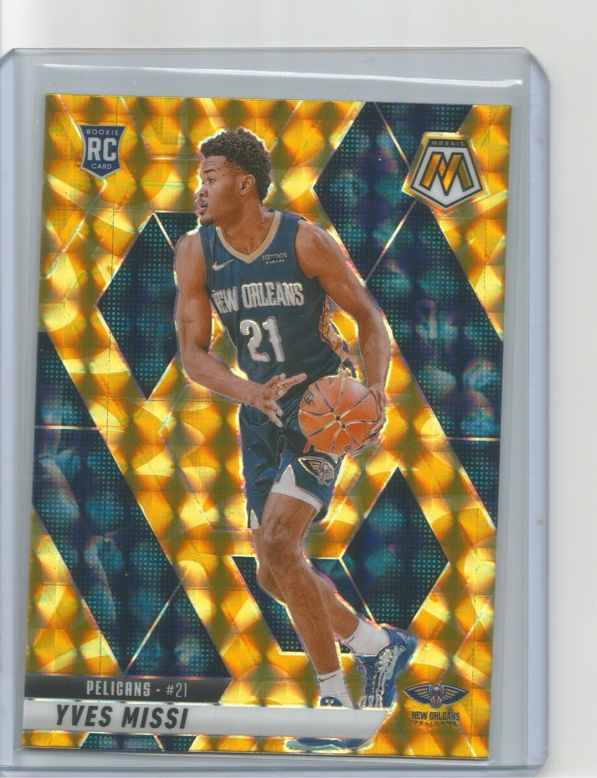 2024-25 Panini Mosaic - Rookie Yves Missi #243 Reactive Yellow Mosaic Prizm (RC)