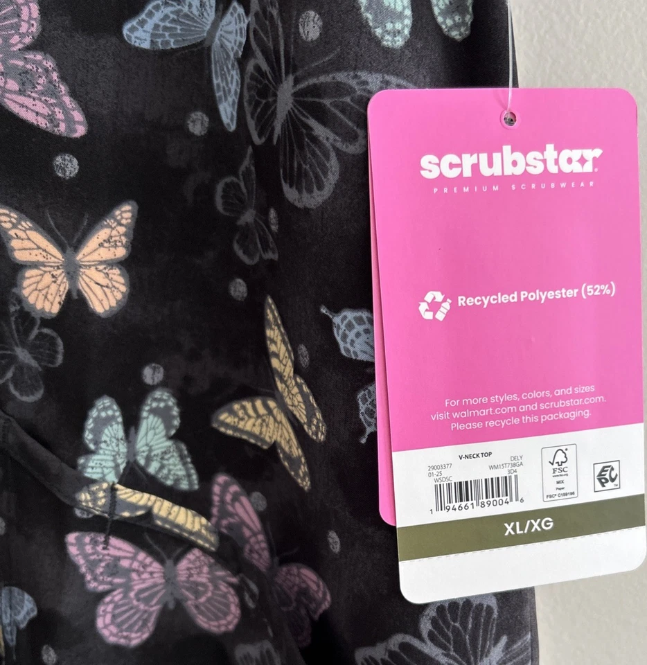 Blusa Médica Scrubstar Para Mujer XL Colorida Mariposa Cuello en V Premium Elastizada Nueva Foto 2 de 4