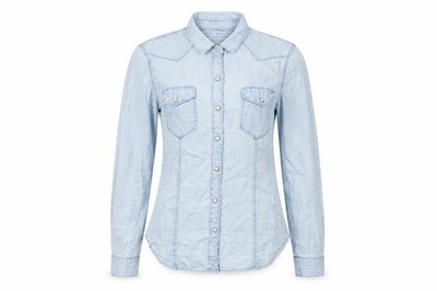 Gap Damen Knopfleiste Größe 8 Blau Einfarbig Kragen Langarm Freizeit