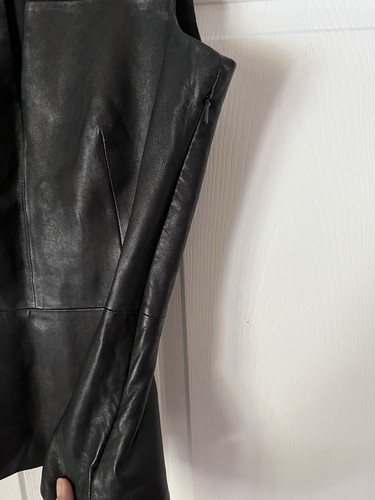 Theory Black Etia L. Light Sleeveless Leather Top Size P Petite - Picture 5 of 6