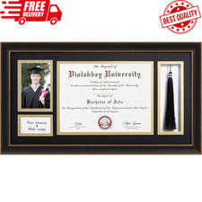 Black Diploma Frame with Tassel Holder for 8.5X11 Certificates Document and 4X6
