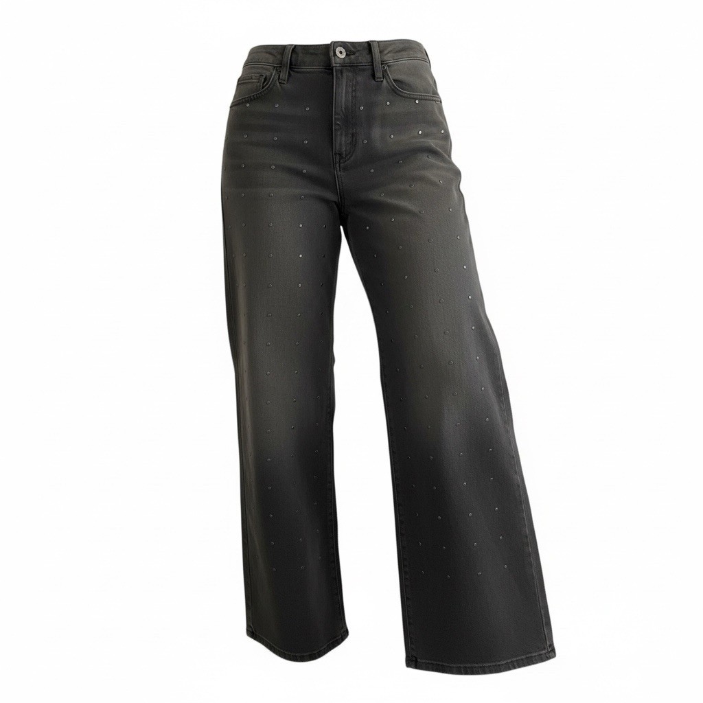DKNY Jeans Women's High Rise Studded Wide Leg Jeans Size 30