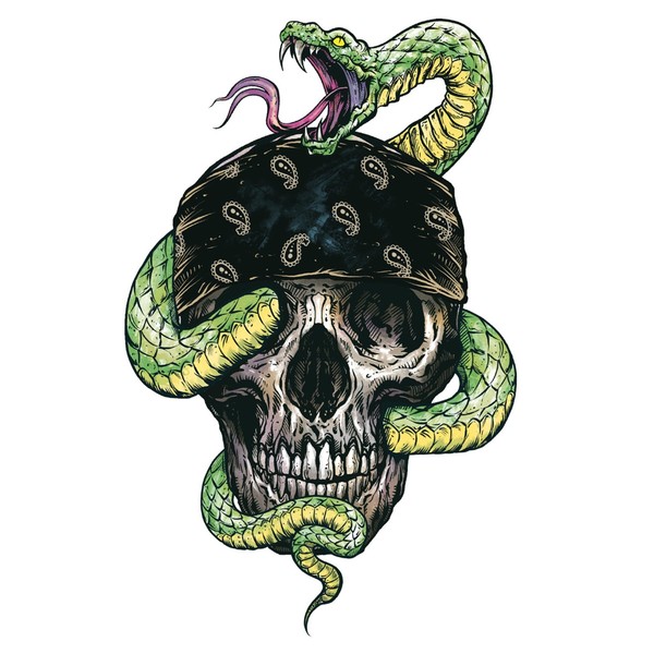 Aufkleber Schlangen Totenkopf Bandana 9 X 6 Cm Snake Skull Mini Decal Sticker-image