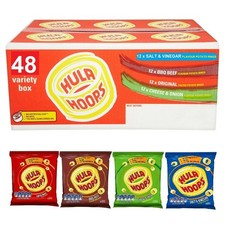Hula Hoops Variety Box Mix Potato Crisps Original Cheese & Onion Beef 48 packs