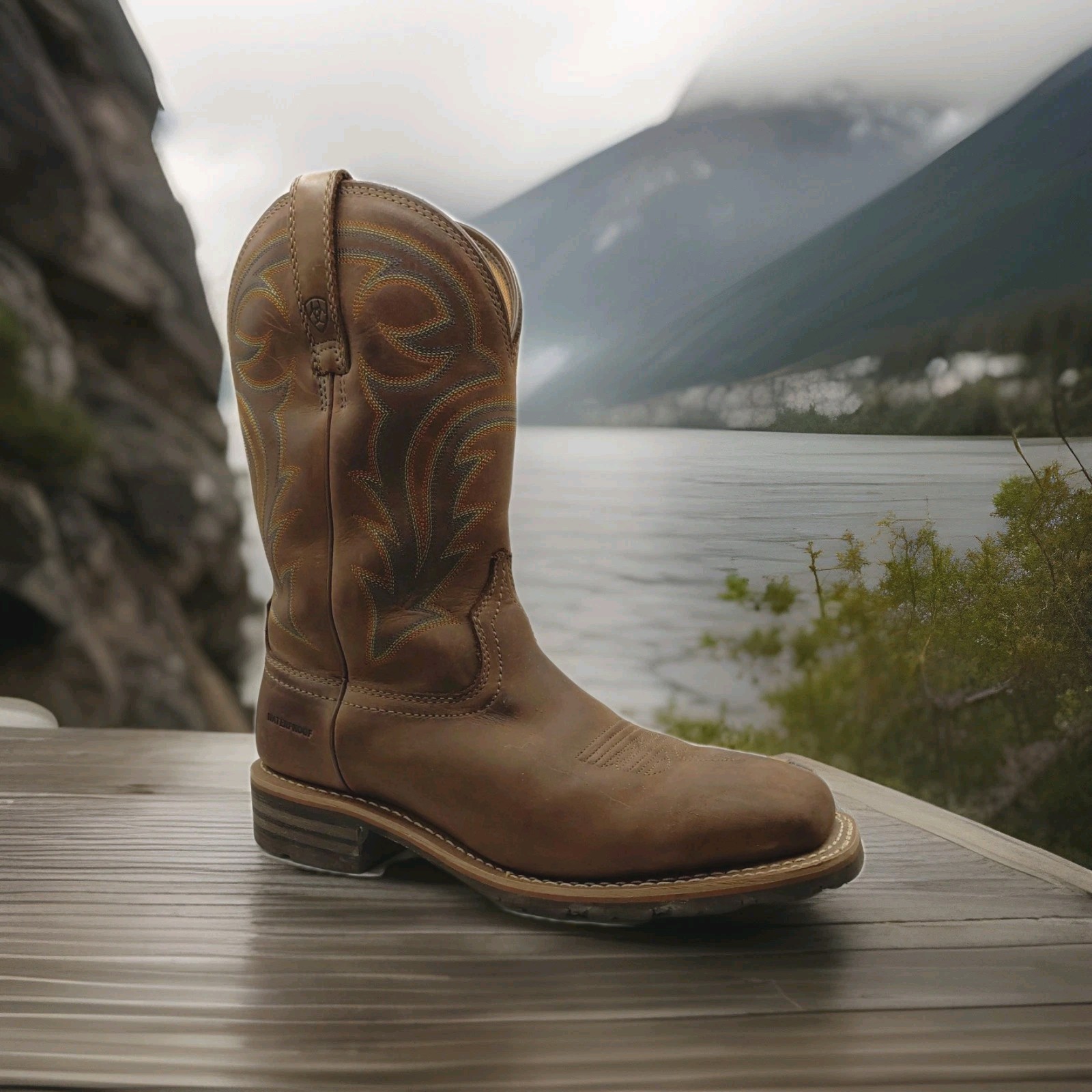 Ariat Men Hybrid Rancher Waterproof Western Boot 10014067 Orig $220 Oil Wash Brn