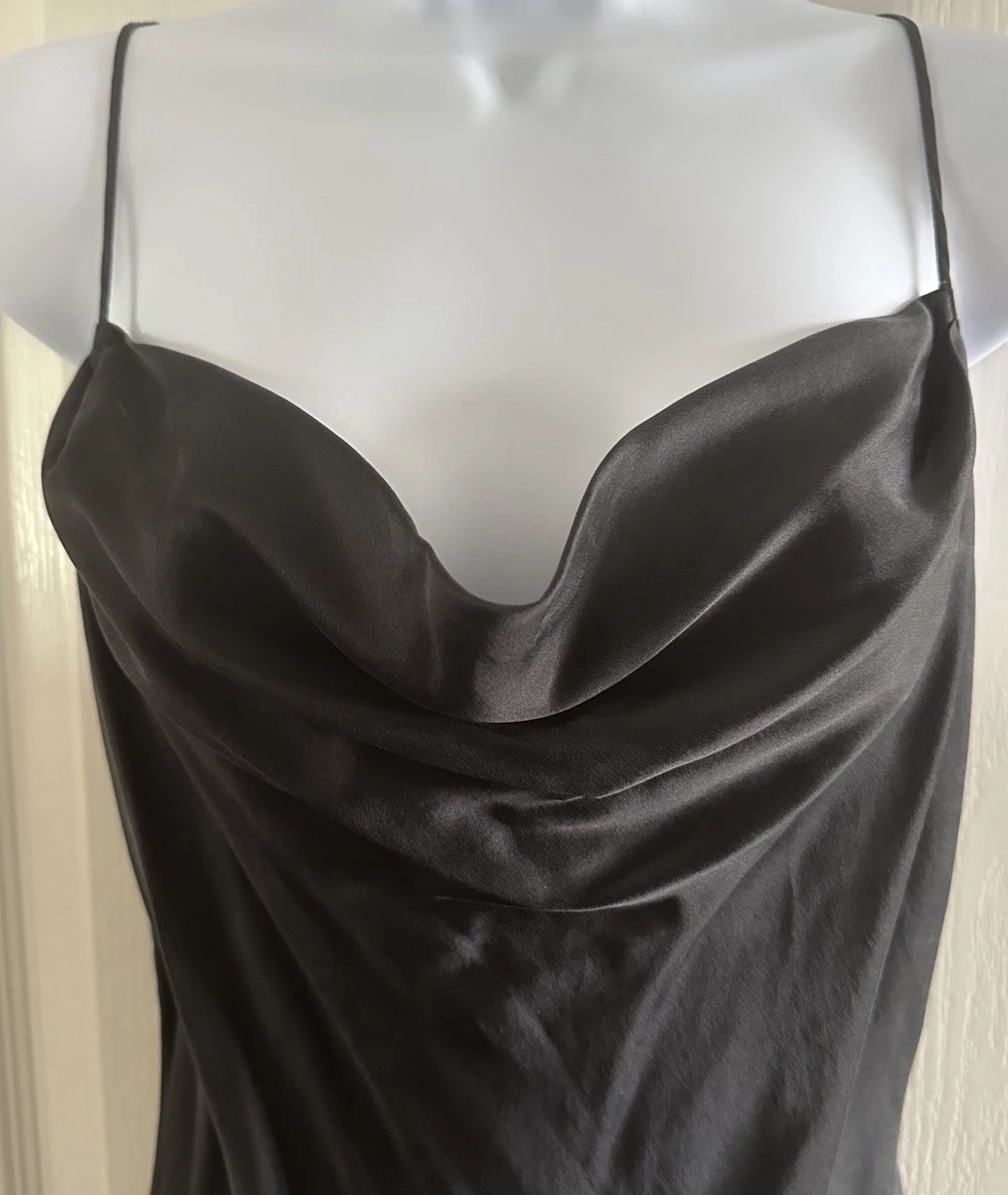 UNDERCOVER Y2K Victoria’s Secret Seta Nero Drappeggiato Taglio Bias Vintage Mini Abito Slip Dress M