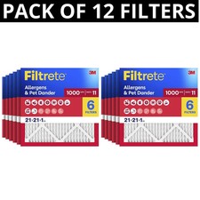 Filtrete 21x21x1 Air Filter MERV 11 MPR 1000 Allergens  Pet PACK OF 12 FILTERS