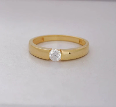 Round Cut Moissanite 4.20mm Promise Women Solitaire Ring 14K Yellow Gold Finish