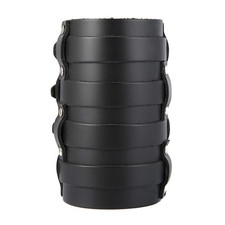 Mens Leather Wide Triple Strap Cuff Wrap Gauntlet Wristband Buckle Fastening