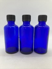 1.7 oz 50 ml COBALT BLUE Glass Bottle Set Of 3 Bottles