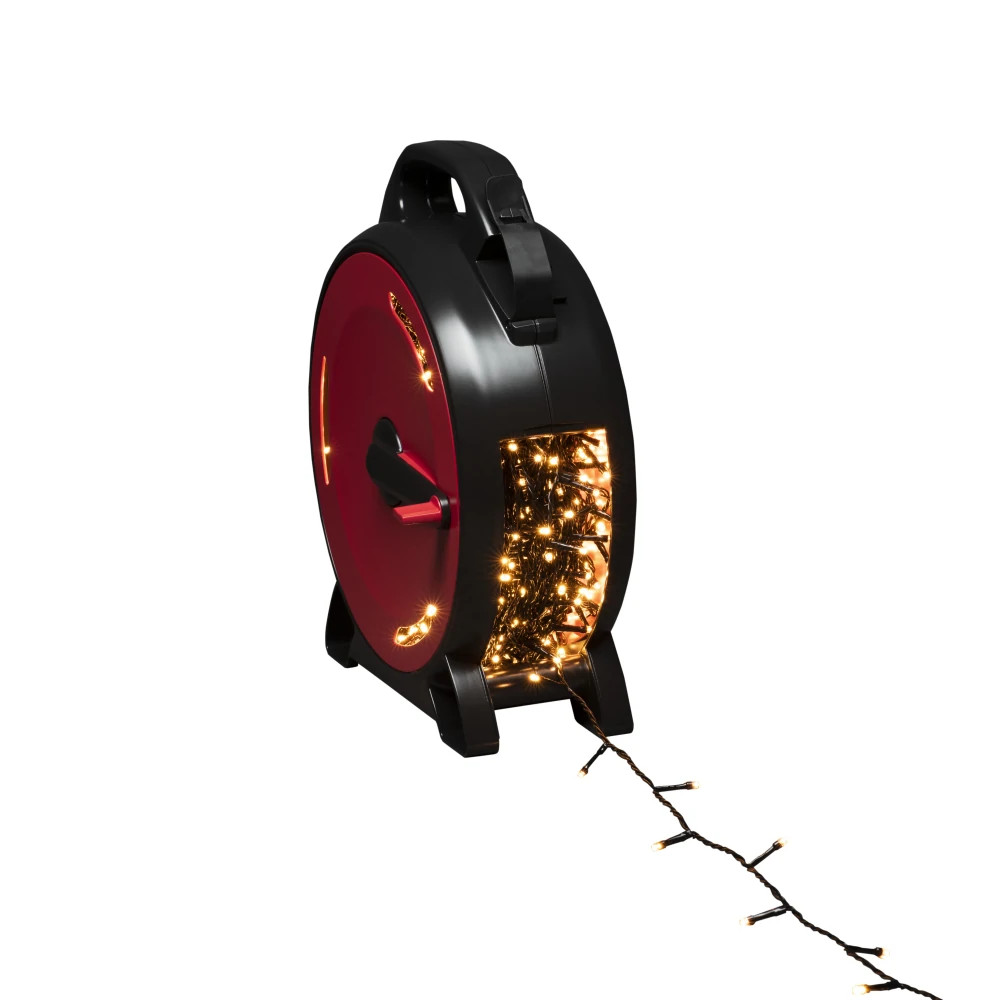 LED Lichterkette MICRO, 800 LED, 6W, 2200K, IP44, mit Kabelaufroller, schwarz/ro