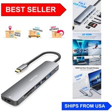 Sleek 7-in-1 USB C Hub with 4K HDMI  Fast Charging for All Type C Laptops