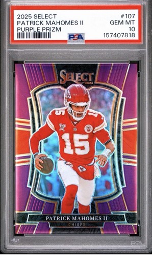2025 Select Patrick Mahomes Purple Prizm /75 PSA 10