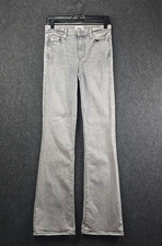 Paige Women  s High-Rise Laurel Canyon Flare Jeans Welt in Grey Skies Sz 27