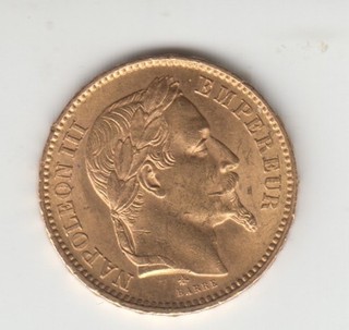20 Francs or Napoleon III tête laurée Empire Français 1868 Paris.