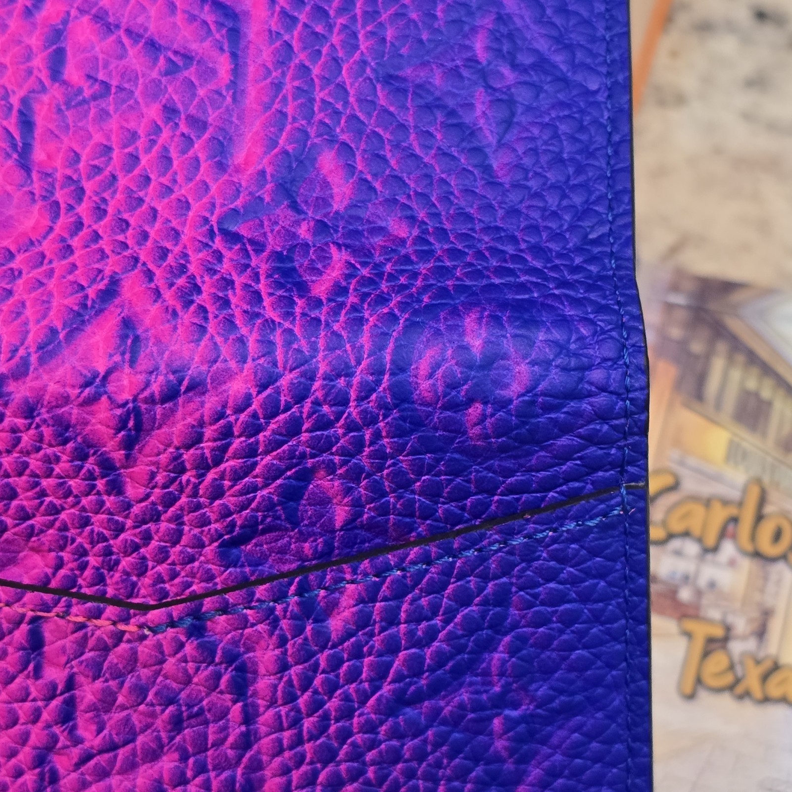 Louis Vuitton Illusion Monogram Taurillon Pocket Organizer Pink Blue Brand New image 7