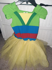 Girls Dress Up Costume Green Blue Red Top Tulle Skirt Puffed Sleeves Princess