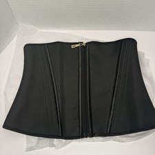 Women s Waist Trainer Corset Shapewear Belt Black Zip Front Size L New