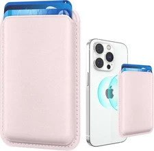 Magnetic Mag-safe Wallet Cell Phone Card Holder for Case Light Pink 