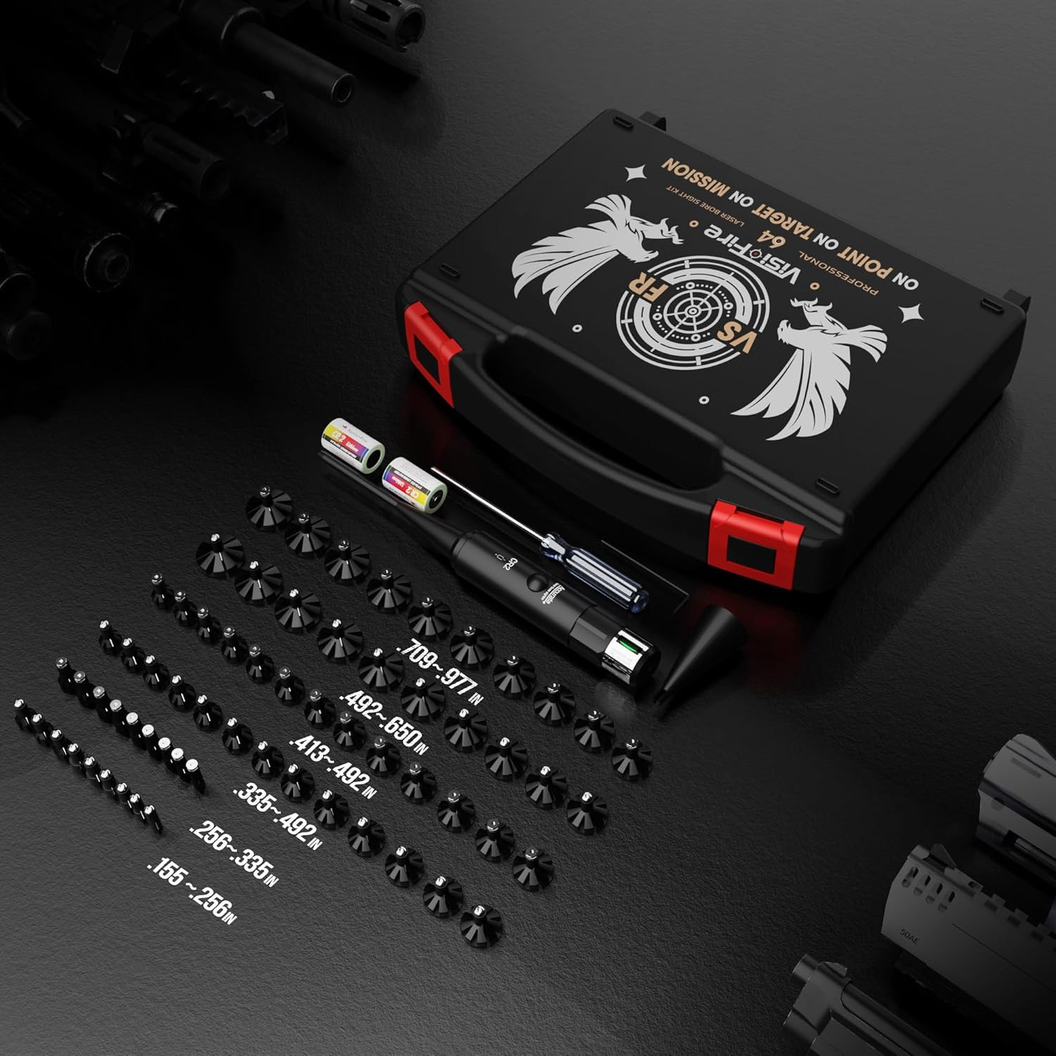 Tool-Free Laser Bore Sight Kit : Green Laser Bore Sighter with 64 Upgraded Adapt