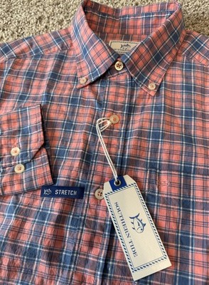 NEW Southern Tide Trim Fit Stretch Linen Cotton Spandex Light Coral Mens Small