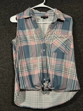 Riley & James Womens Button Top Sleeveless Collard Size M