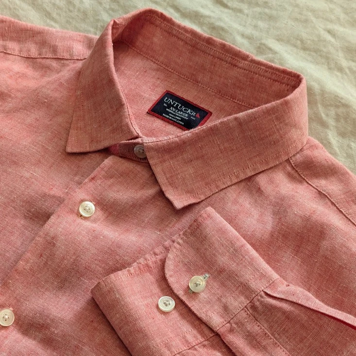 UNTUCKIT Linen Shirt Mens XXL Red Wrinkle Resistant Preppy Coastal Resort EUC