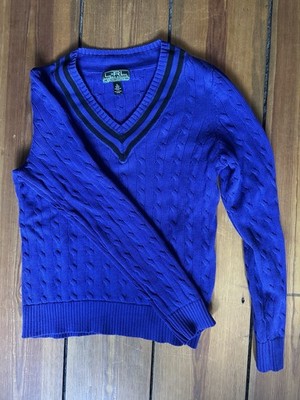 Lauren Active Ralph Lauren Damen Pullover V-Ausschnitt Zopf Lila XL