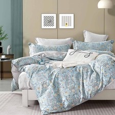 Smoky Blue Botanical Cotton Comforter King Size - 3PC Lightweight Bedding Sets