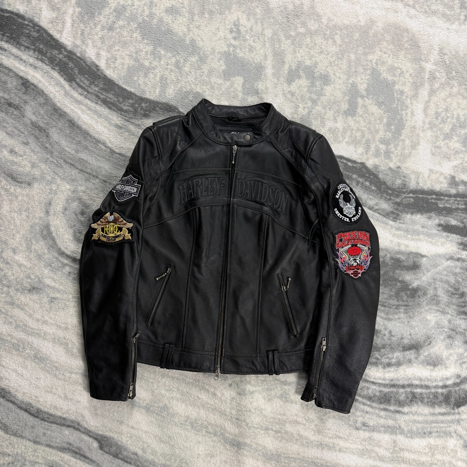 Vintage Harley Davidson 2000's Black Sz Medium Motorcycle Racing Leather Jacket
