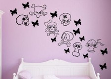 Wandtattoo Wandaufkleber Aufkleber KIDS Kinder Comic Fun 19x Totenkopf SET 93