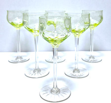 Val Saint Lambert Uranglas - 6 St.Set Weingläser - handschliff Dekor - H.19,5 cm